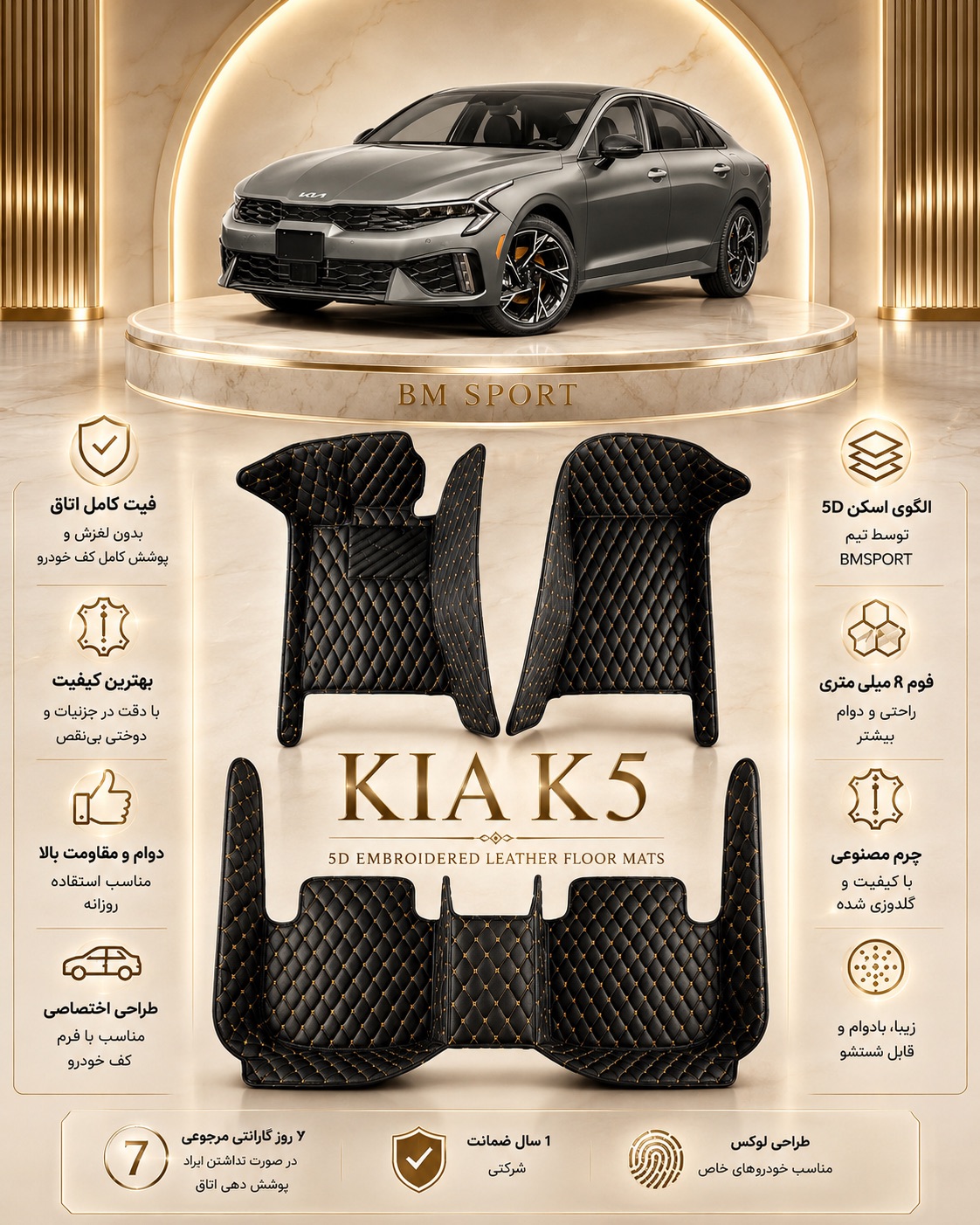 کفپوش ۵بعدی چرم دلتا کیا K5