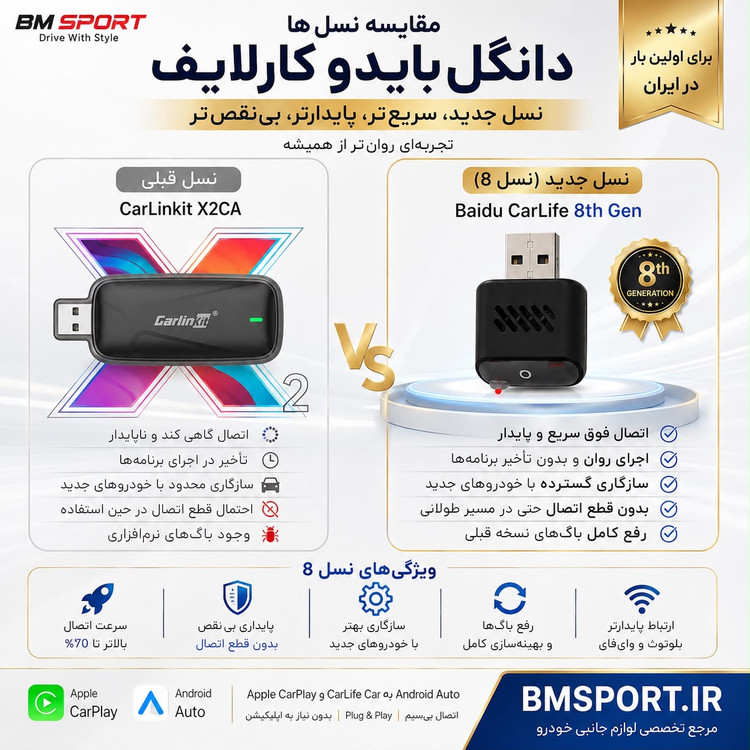 تبدیل کارلایف به کارپلی و اندروید اتو بی سیم